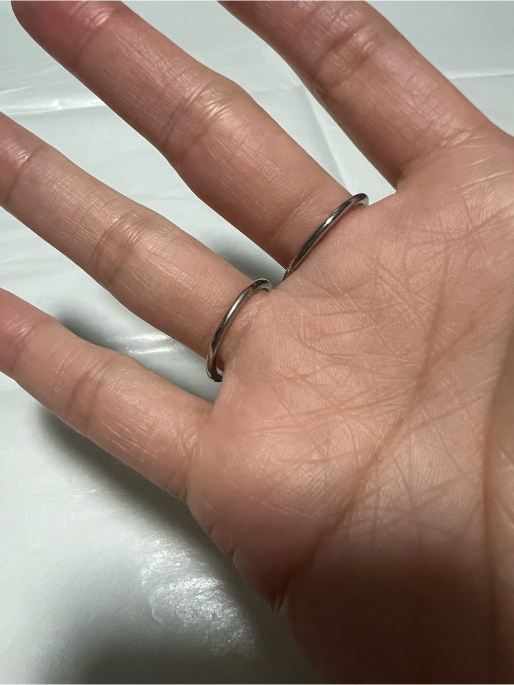2 Silver Open Geometric Rings Set - Picture 3 of 6